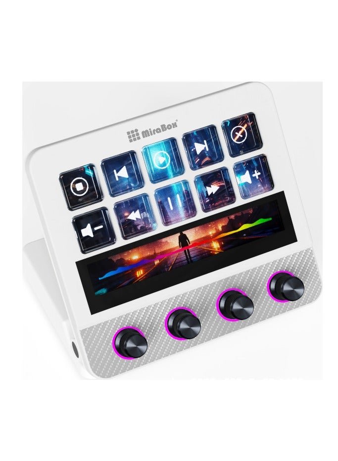 Mirabox N4PRO Visual Customizable Keyboard with Dynamic Display, RGB Knob, Touch Bar and Adjustable Stand (White) - Image 1